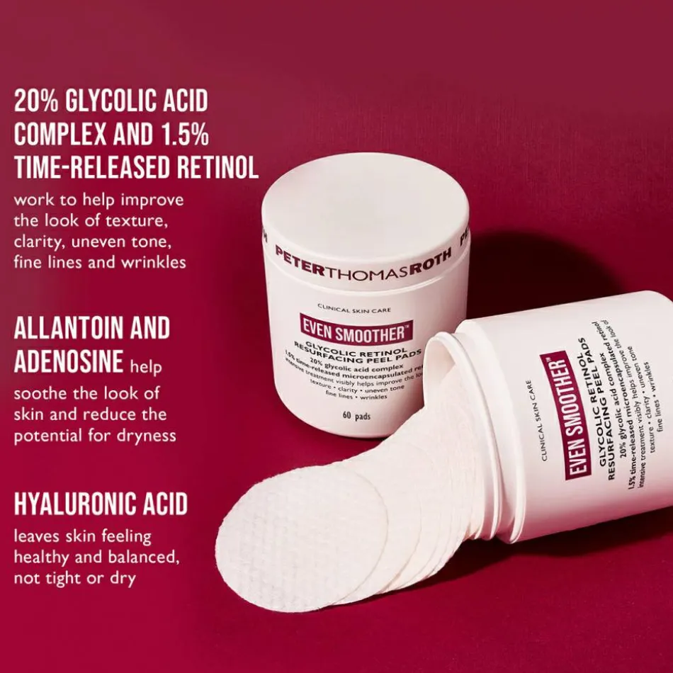 CLINICAL SKIN CARE EVEN SMOOTHER GLYCOLIC RETINOL RESURFACING PEEL PADS Pro Packung 60 Stück