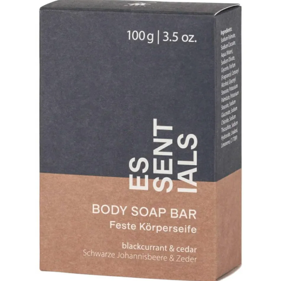 ESSENTIALS Feste Körperseife Schwarze Johannisbeere & Zeder 100 g