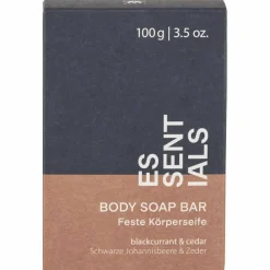 ESSENTIALS Feste Körperseife Schwarze Johannisbeere & Zeder 100 g