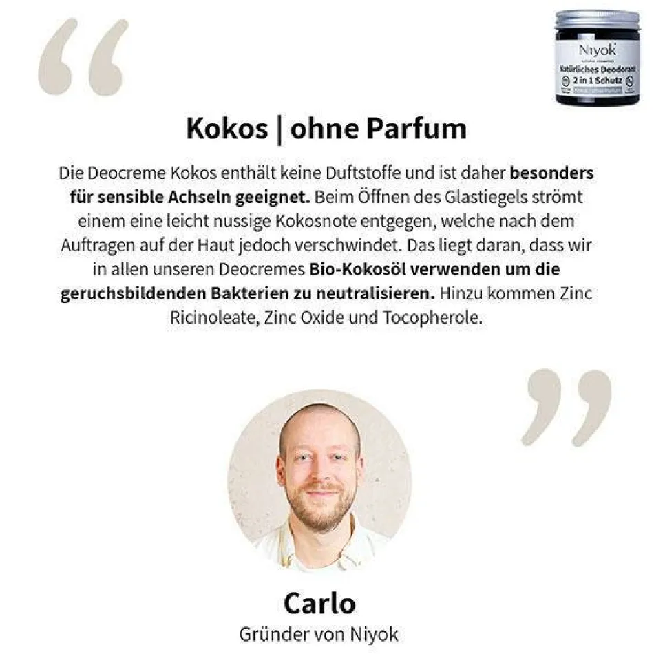 2 in 1 anti-transpirante Deocreme - Kokos | ohne Parfum 40 ml