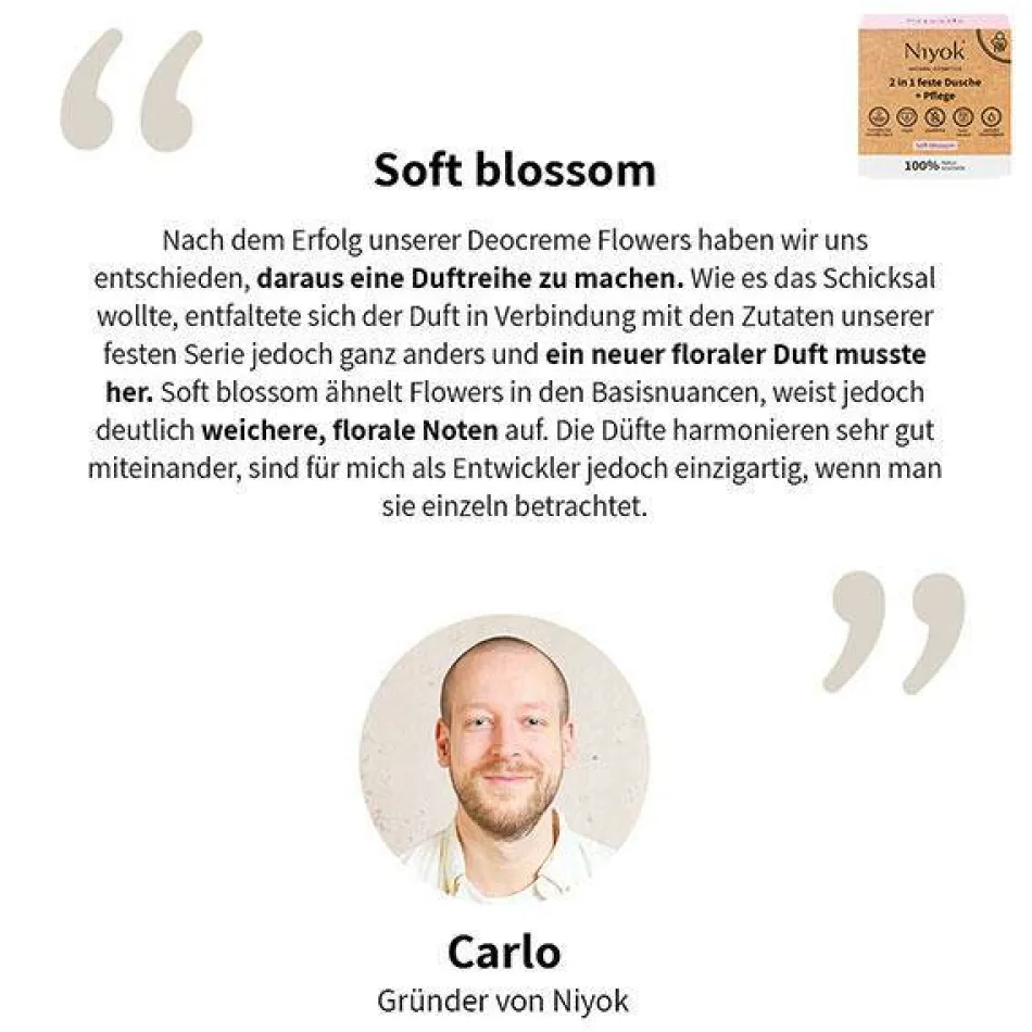 2 in 1 feste Dusche + Pflege - Soft blossom 80 g
