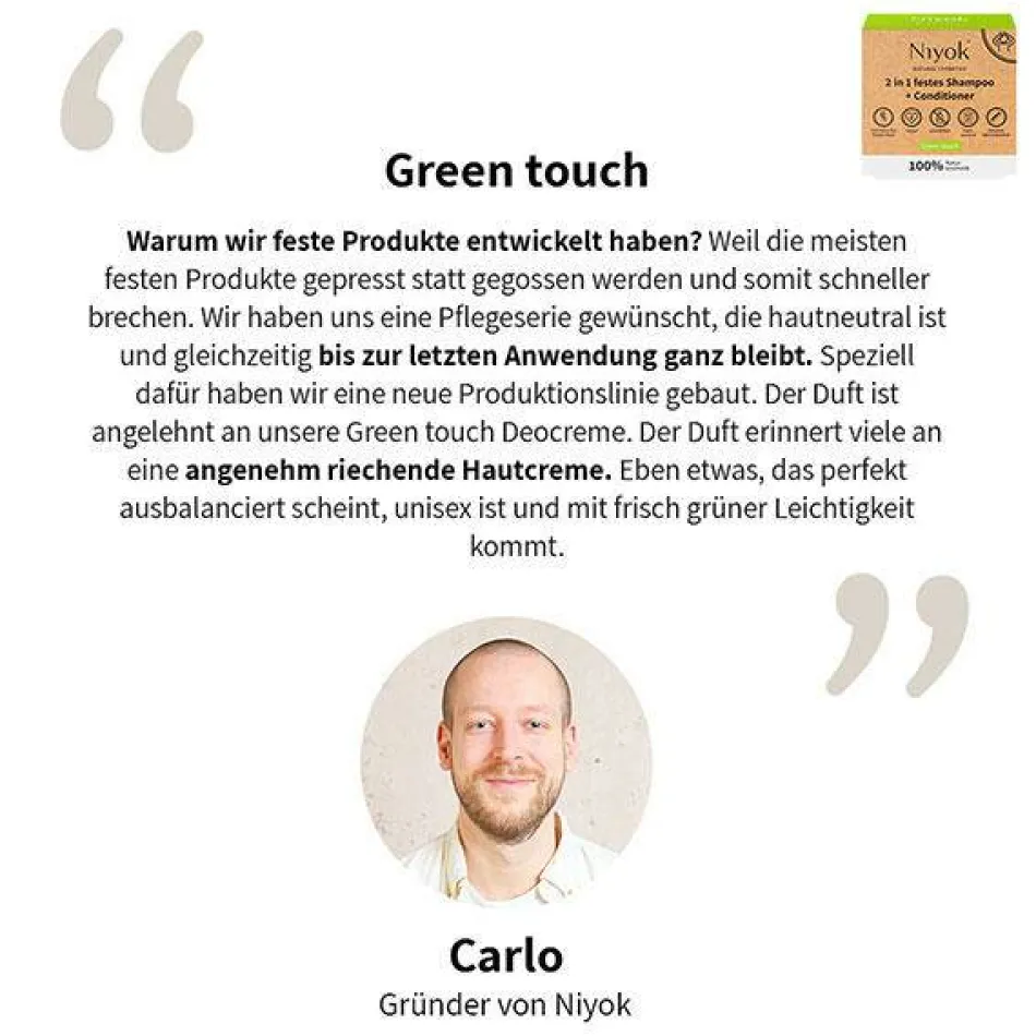 2 in 1 festes Shampoo + Conditioner - Green touch 80 g