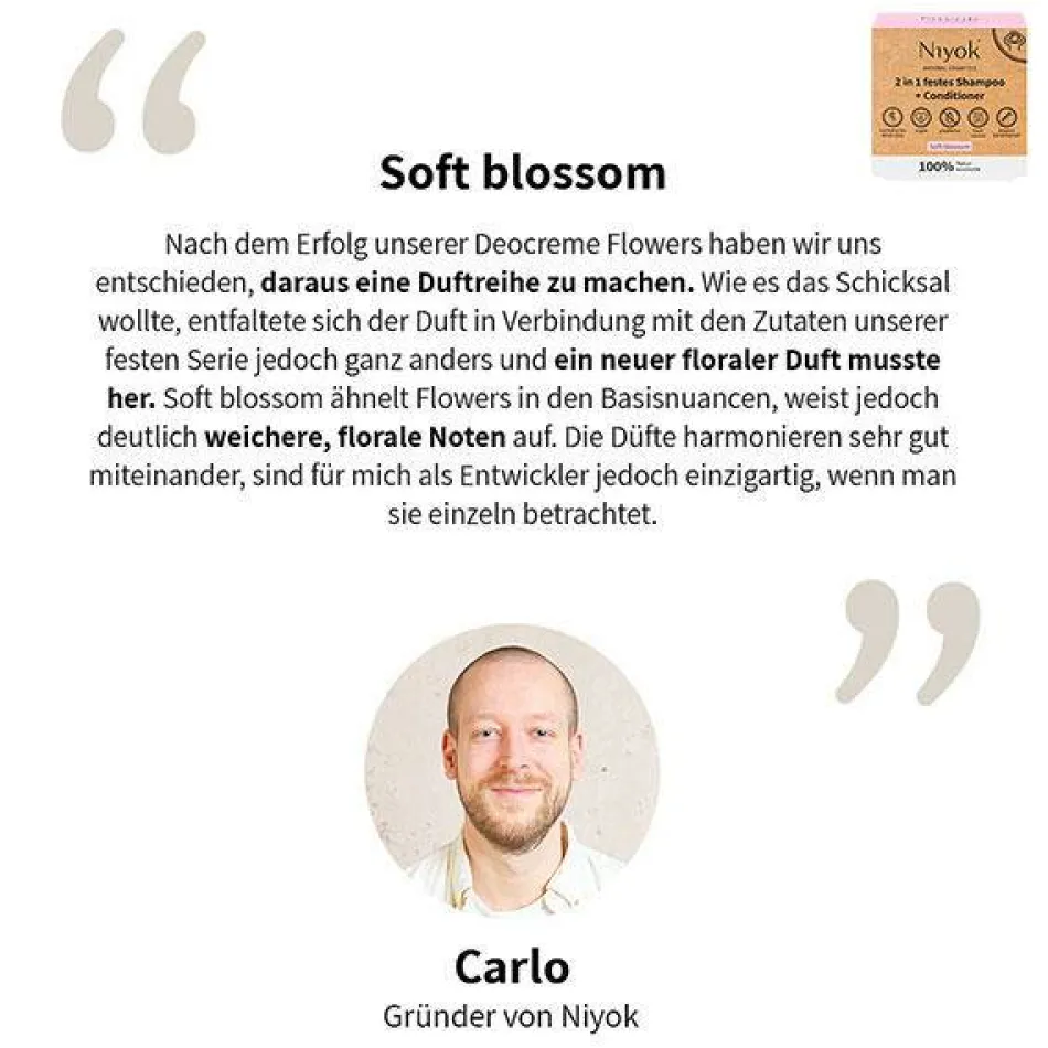 2 in 1 festes Shampoo + Conditioner - Soft blossom 80 g