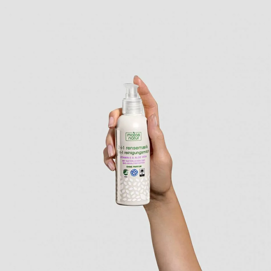 Natur 2-in-1 Reinigungsmilch mit Bio-Aloe Vera und Vitamin E 200 ml