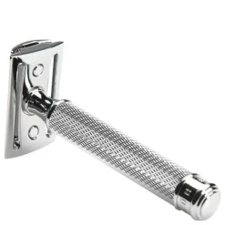 Rasierhobel geschlossener Kamm R89 Griff aus Metall mit verchromten Metallakzenten
