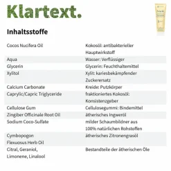 Zahncreme aus Kokosöl - Zitronengras & Ingwer 75 ml